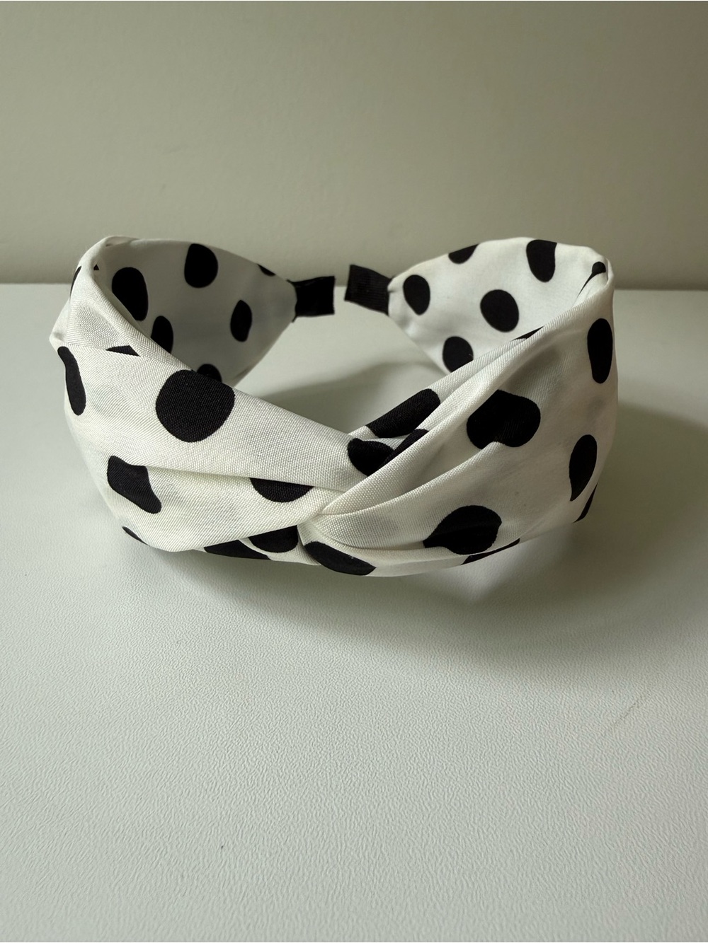 Black & White Polka Dot Twist Headband for Kids